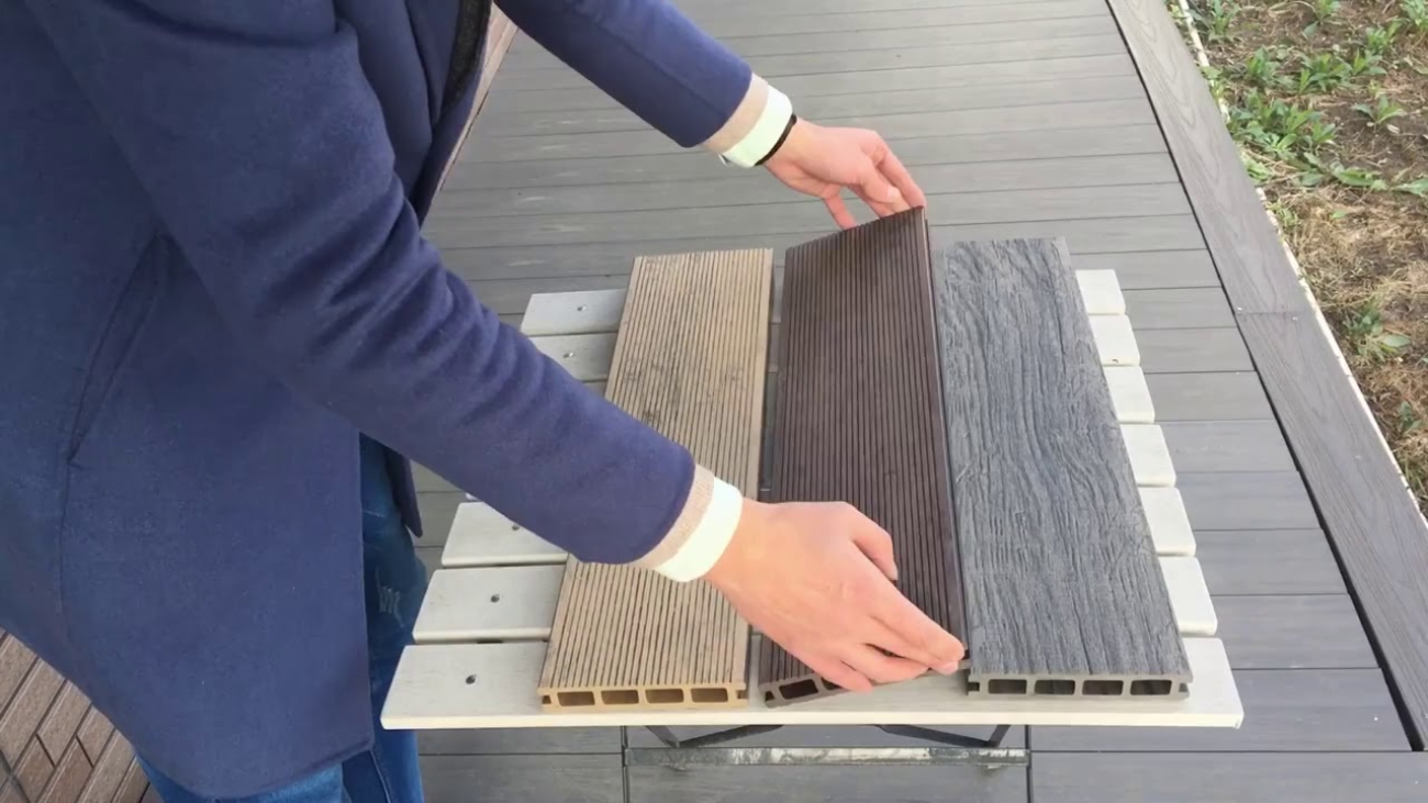 Video Thumbnail: 146*25 MM  wood grain texture weather resistant composite decking deck wpc decking for outdoor